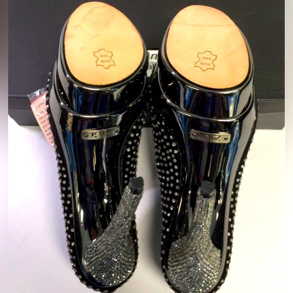 ZigiNY Black Label Rhinestone & Chrome Peep Toe Heel NWT IOB - Picture 4 of 6